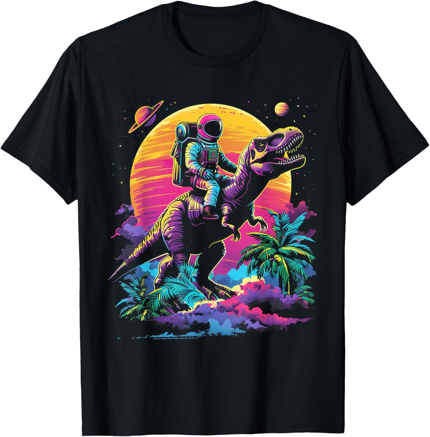 Astronaut Riding T-Rex Dinosaur Space Boys Funny Spaceman T-Shirt