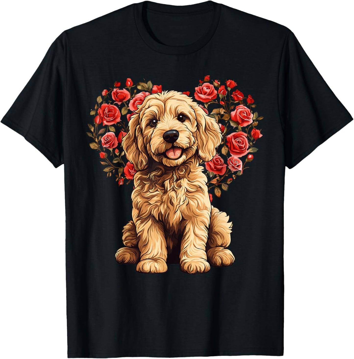 Goldendoodle Valentine’s Day Floral Heart Design Dog Lover T-Shirt
