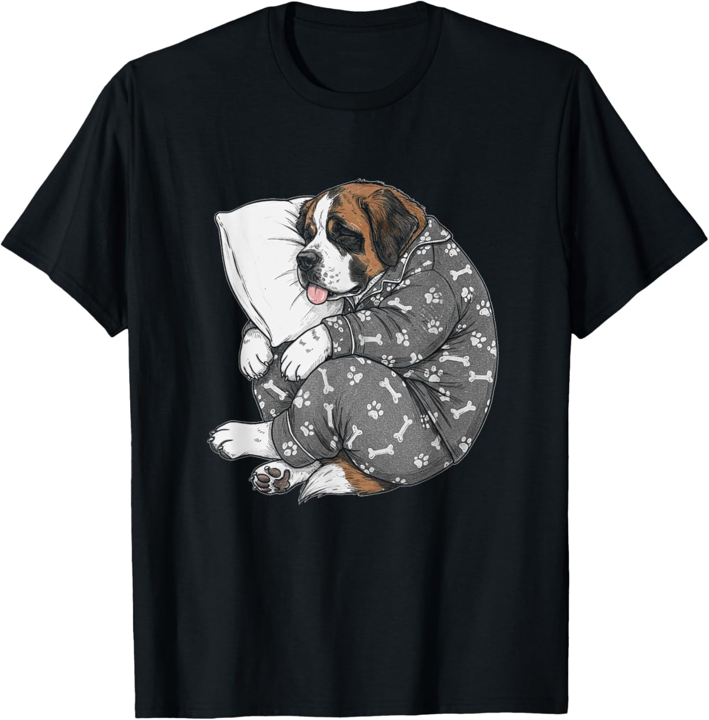 Funny Sleepy Saint Bernard Pajama Men Women Kids T-Shirt