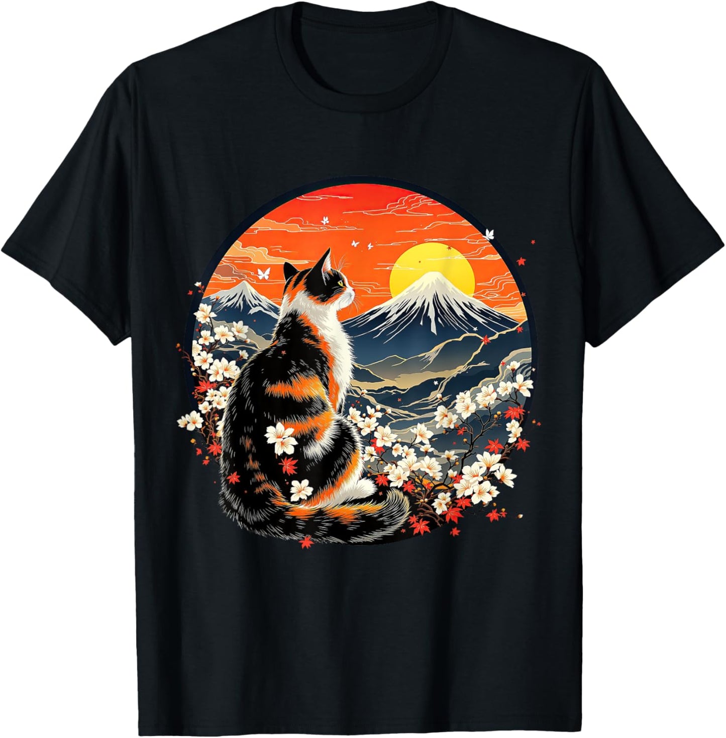 Japanese Kawaii Cat Floral Neko Anime Lover Animal Pet Owner T-Shirt