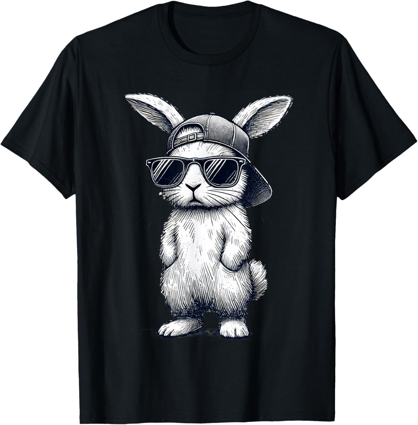 Bunny Face With Sunglasses Cap Easter Day for Boys Men Kids T-Shirt