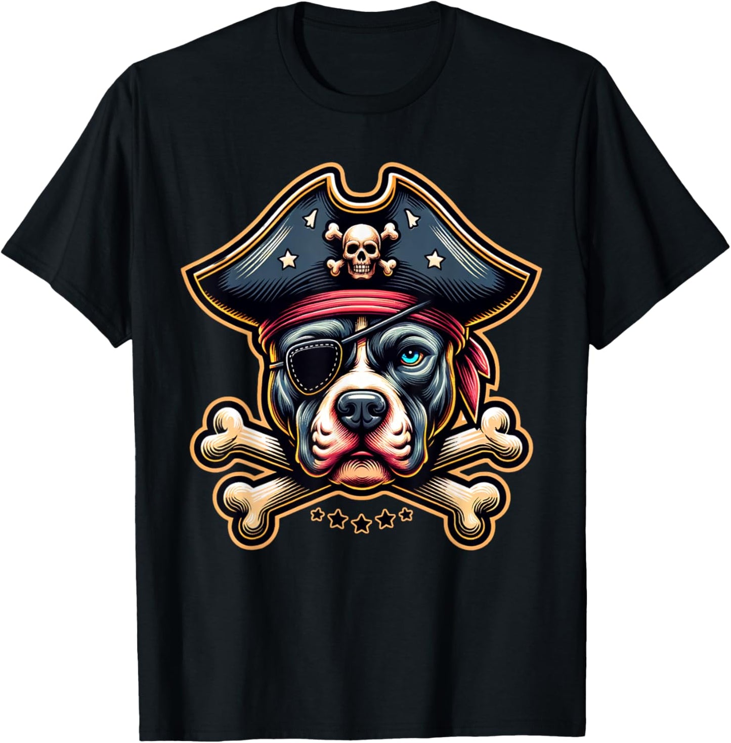 Pitbull Pirate Costume Skull Crossbones Dog Lover Halloween T-Shirt