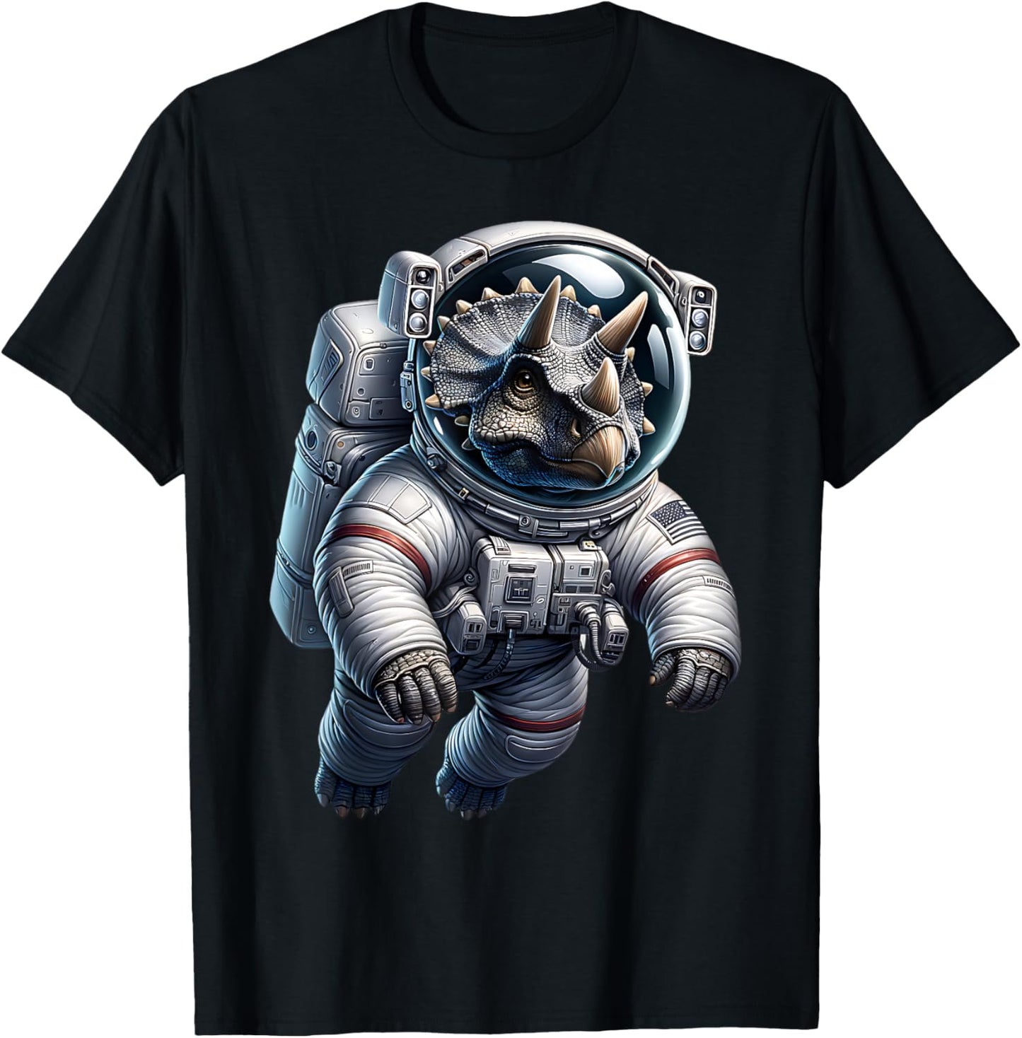 Triceratops Space Suit Floating Cute Animal Dinosaur Funny T-Shirt