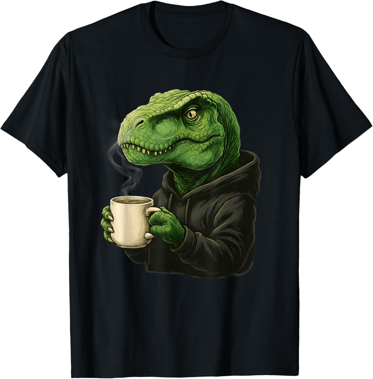 Cool Dinosaur Drinking Coffee for Animal Lovers T-Shirt