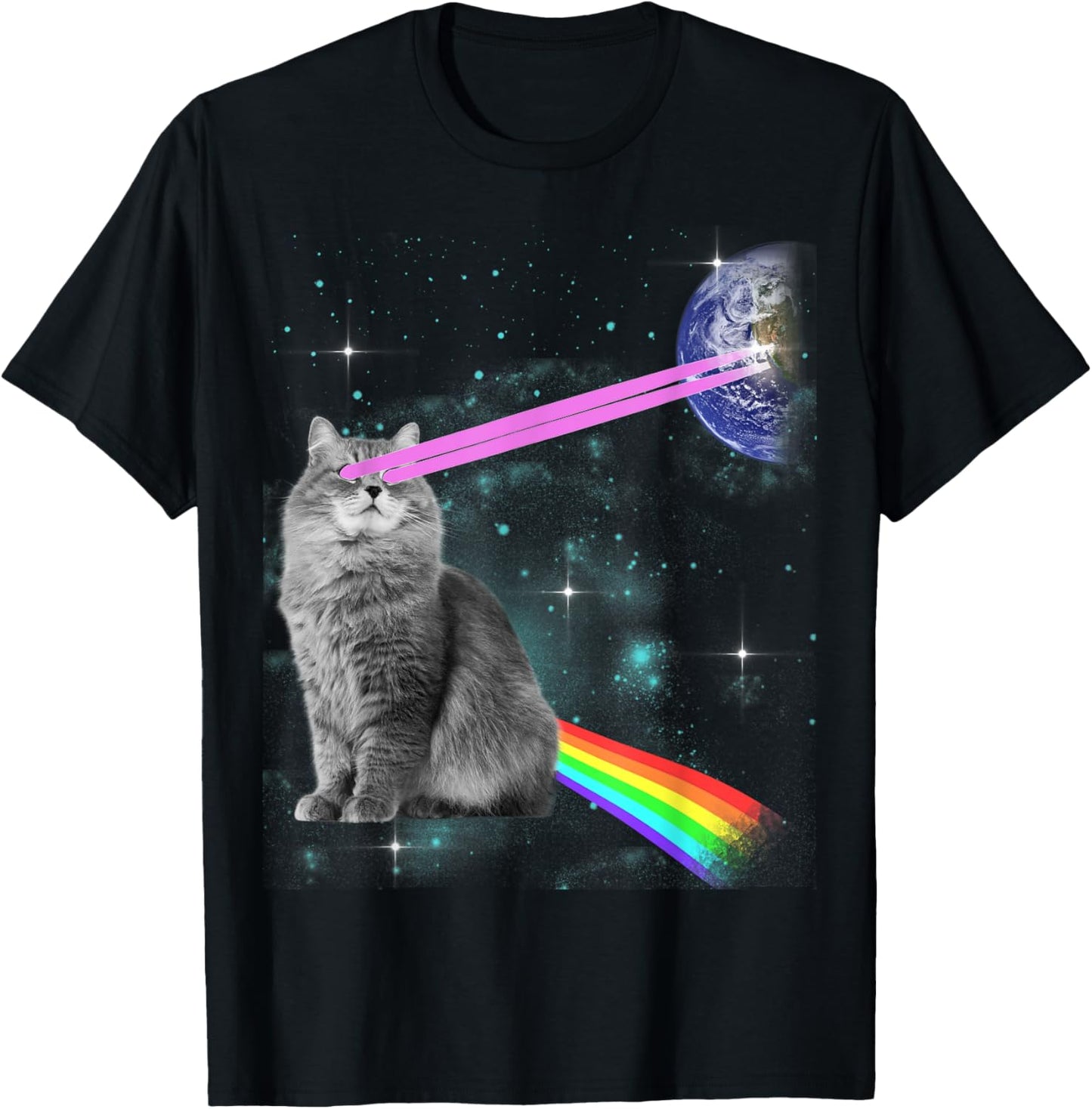 Laser Eyes Space Cat T-Shirt T-Shirt