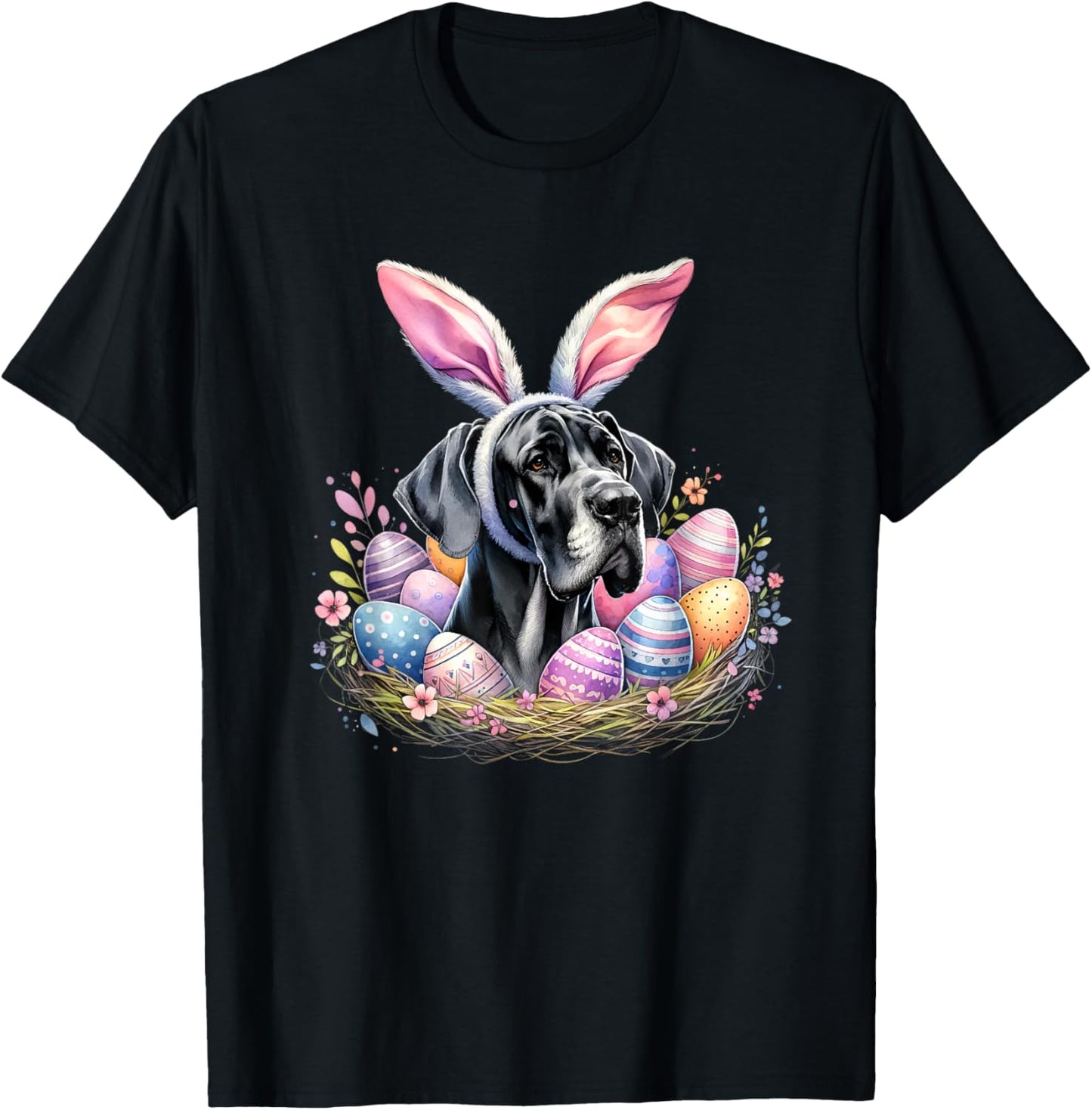 Great Dane Dog Bunny Ears Easter Day T-Shirt