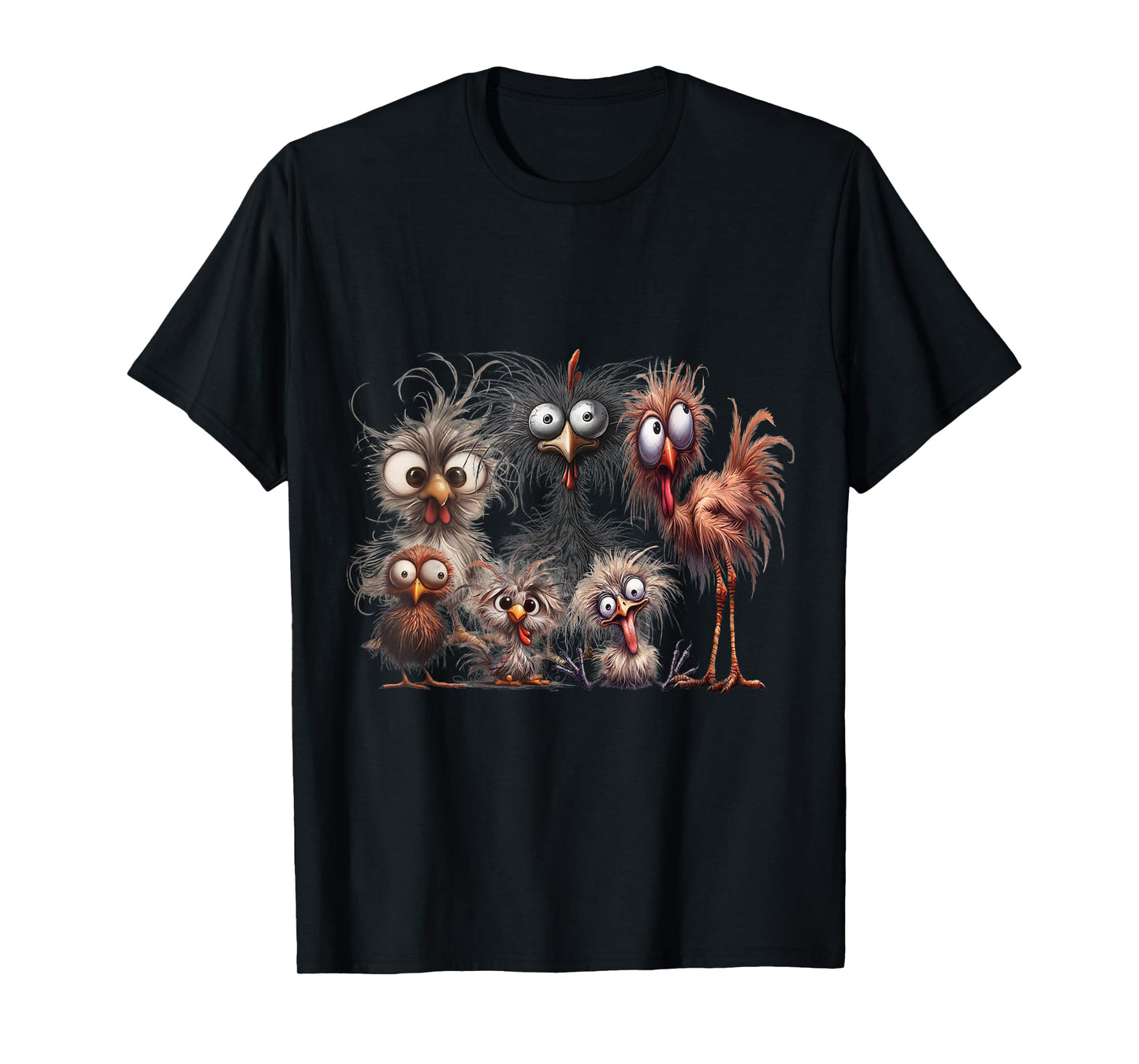 Funny Chicken Lovers - Crazy Chicken Family Matching Eagerly Funny Chicken Art T-Shirt - Unisex, Black, Small, Short Sleeve, T-Shirt