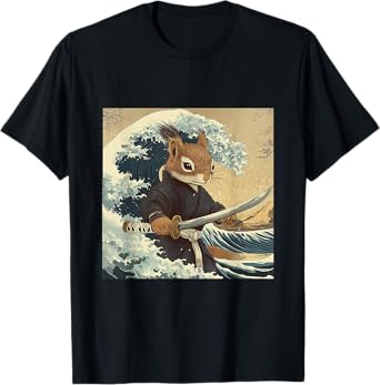 Squirrel Samurai Warrior Vintage Japanese Art Anime T-Shirt