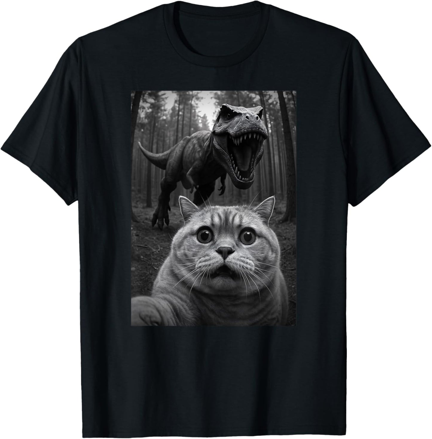 Funny Cat Trex Dinosaur Selfie Animal Lover Mom Dad Kids T-Shirt