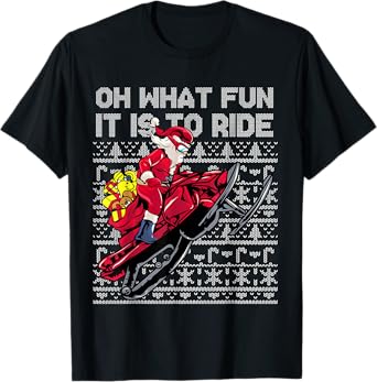 Snowmobile Santa Claus Oh What Fun It Is To Ride Christmas T-Shirt