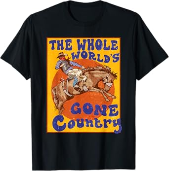 Western Rodeo Cowboy Horse Gone Country Men Women Vintage T-Shirt