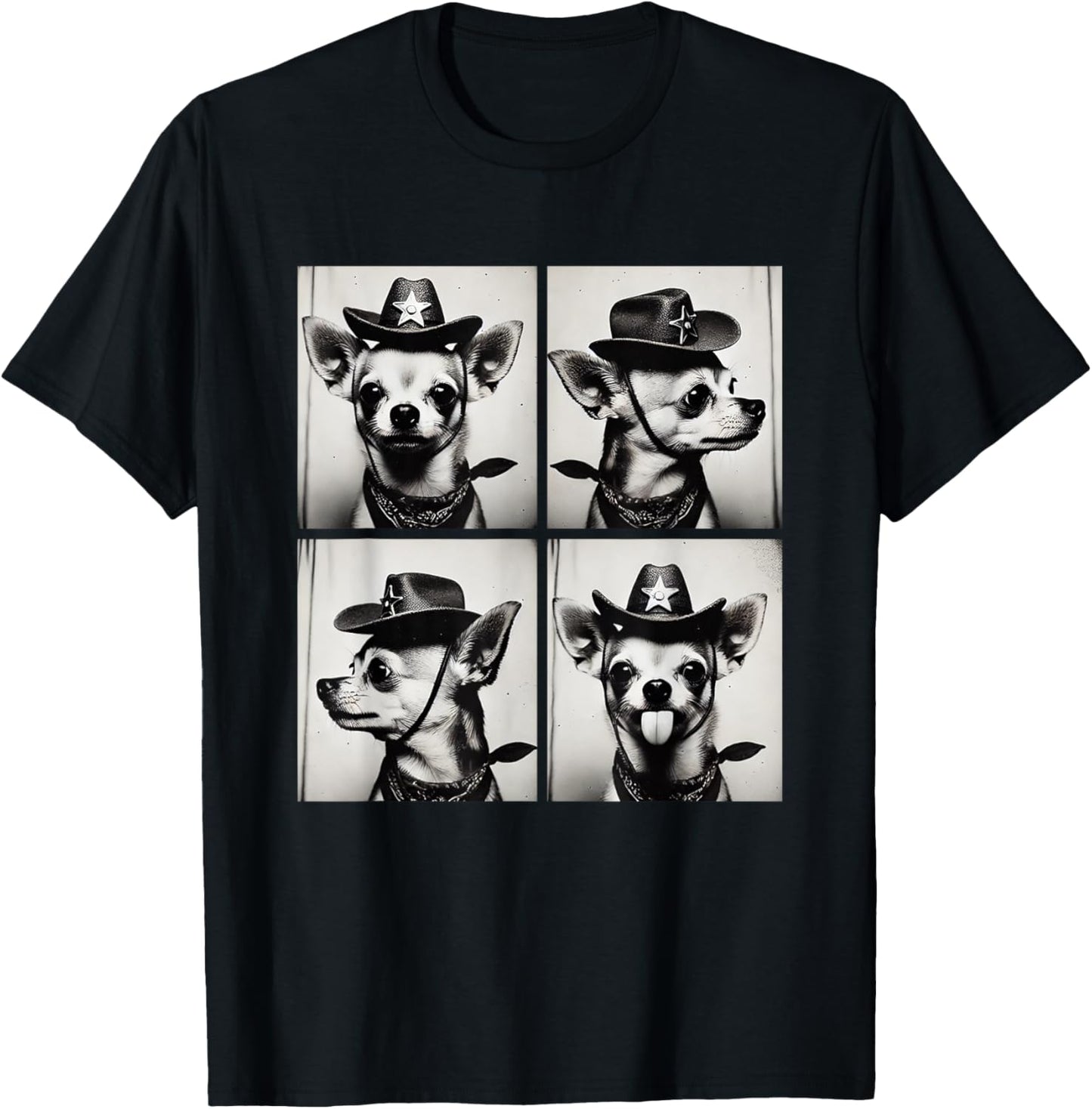Funny Chihuahuas Cowboy Western Style Cute Dogs Photography T-Shirt