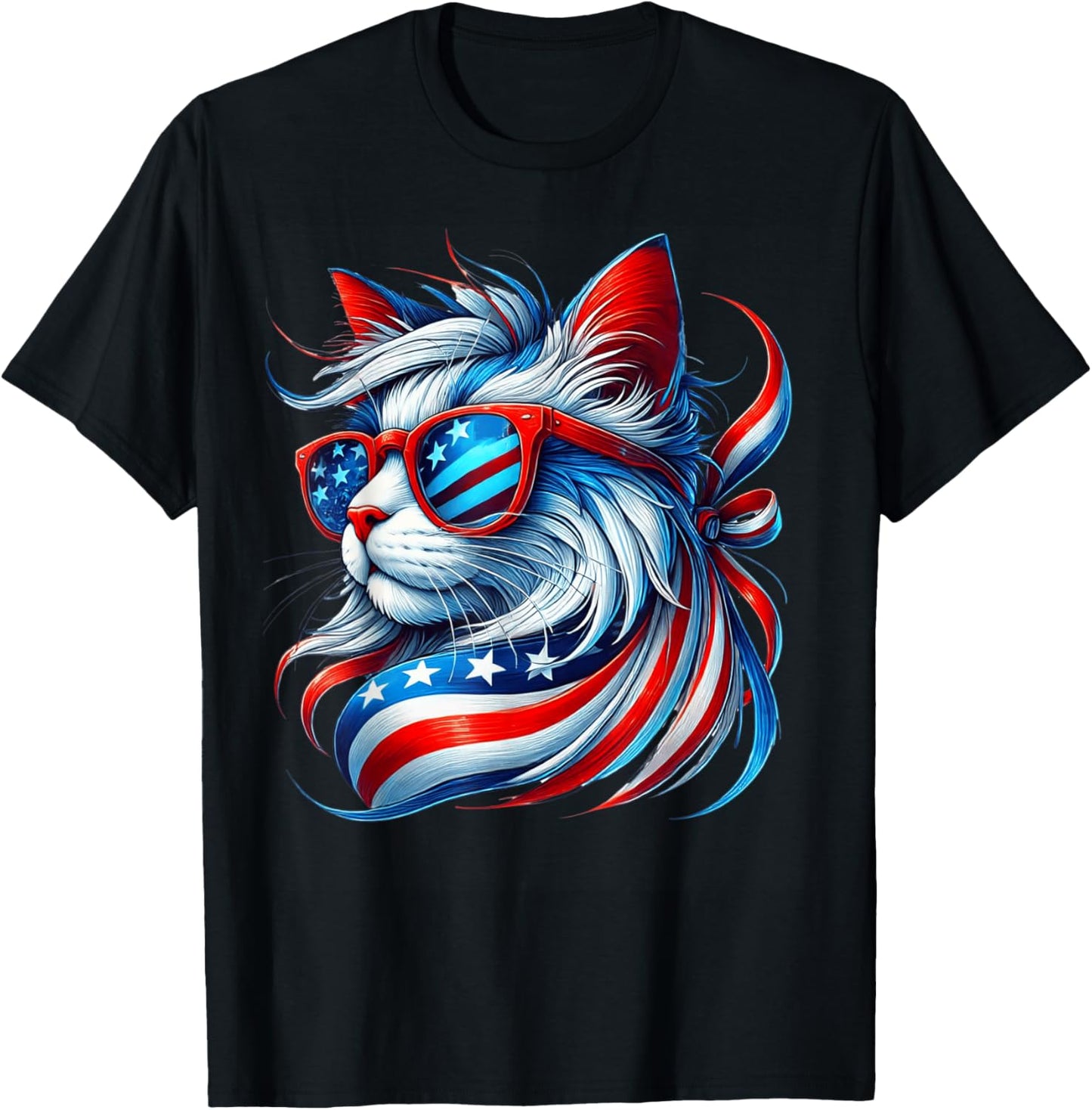 4th of July Cat Lover USA Patriotic Funny Men Boys Kids T-Shirt
