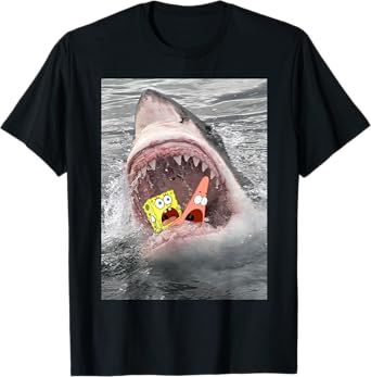 Spongebob SquarePants Shark Attack Humorous T-Shirt T-Shirt