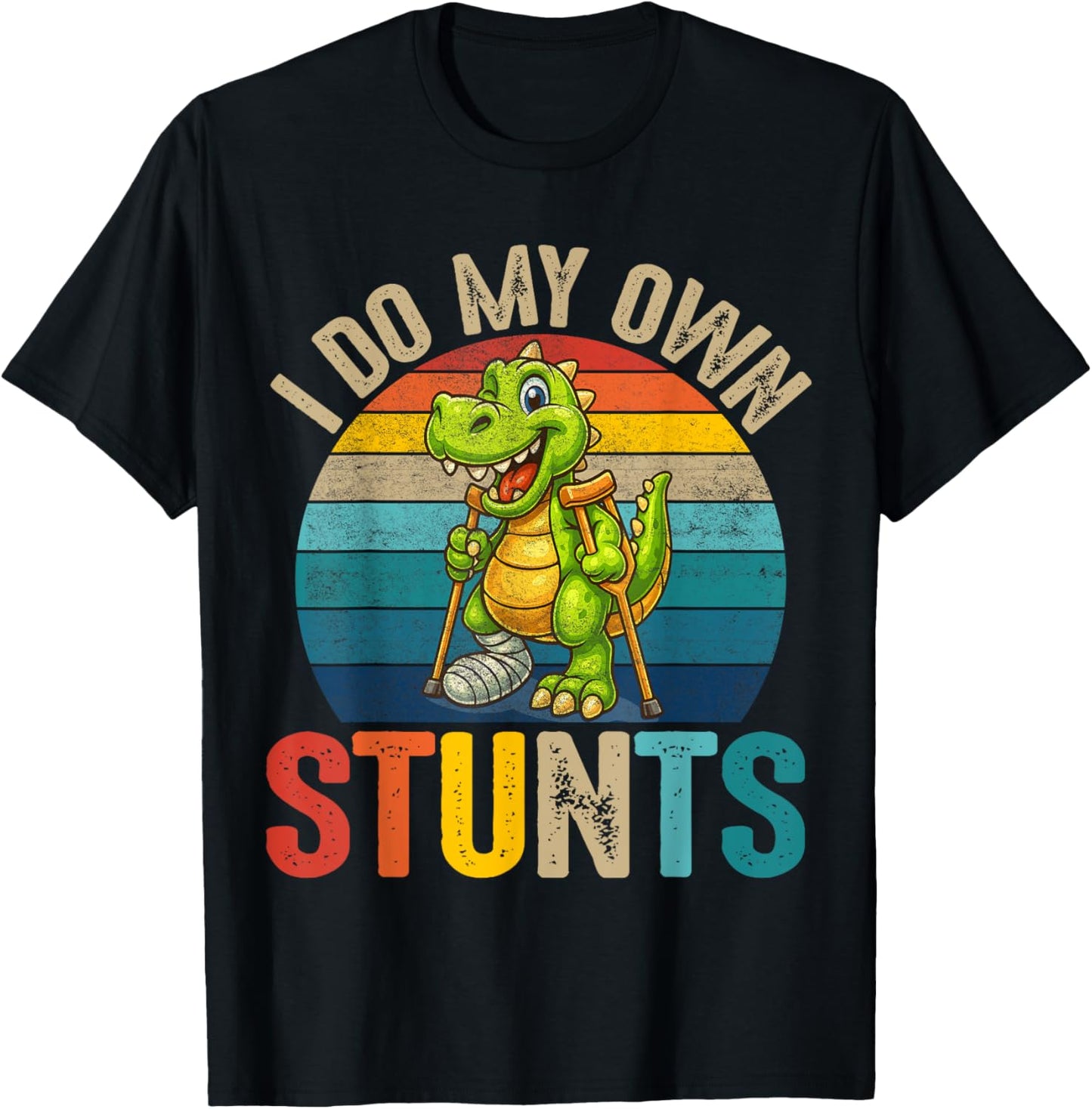 Funny I Do My Own Stunts Dinosaur Surgery Injured Leg Boys T-Shirt