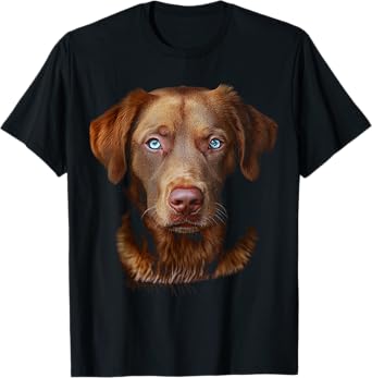 Chesapeake Bay Retriever Dog Motif Pet Art Blue Eyes T-Shirt for Men Women Kids