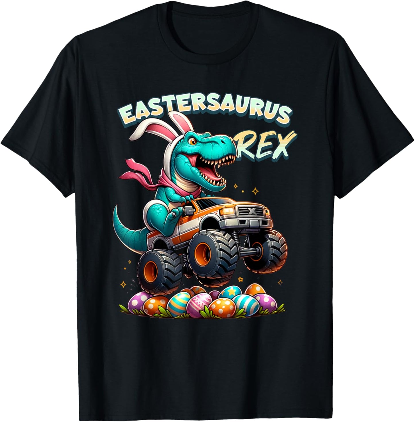 EasterSaurus Rex Easter Bunny T-Rex Dinosaur Monster Truck T-Shirt