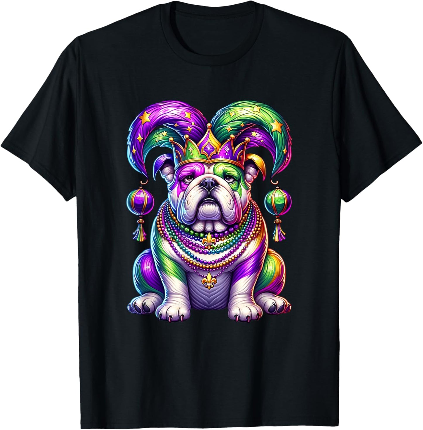 French Bulldog Mardi Gras Festival Carnival Womens Mens Kids T-Shirt