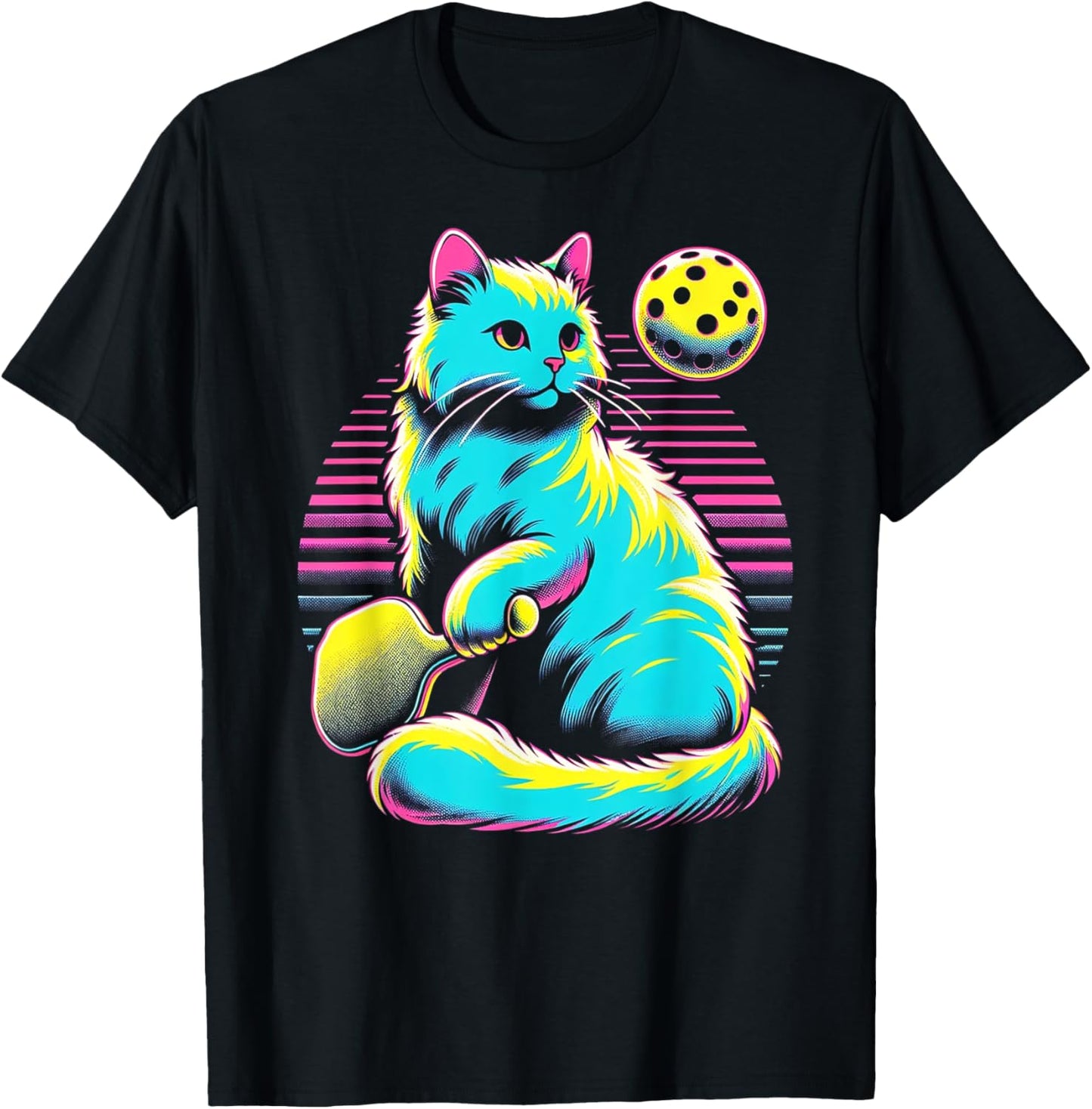 Retro Pickleball Cat Lover - Paddle Sport Feline T-Shirt