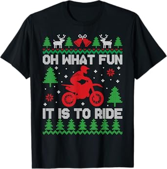 Oh What Fun It Is To Ride Motorcycle Ugly Christmas Xmas T-Shirt