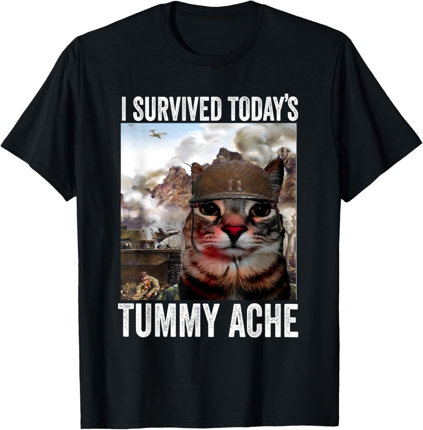 i survived today's tummy ache cat - lactose tolerant T-Shirt