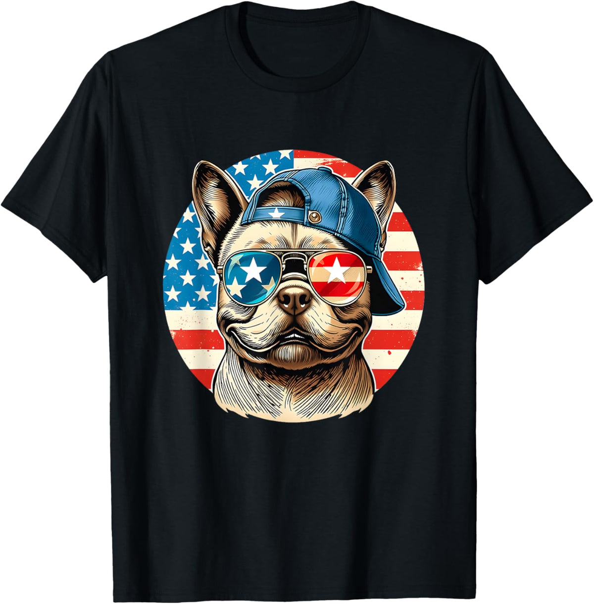 Patriotic Frenchie Dog Usa Flag July 4th American T-shirt