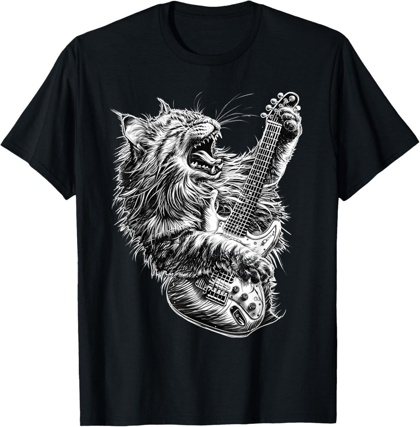 Music cat jamming with a passion for guitar and rock T-Shirt