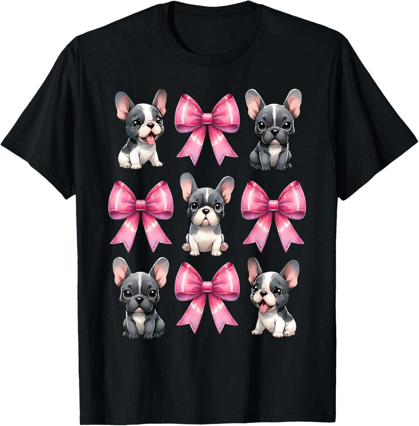 Coquette Bow French Bulldog Dog Frenchie Mom Pink Ribbon Mom T-Shirt