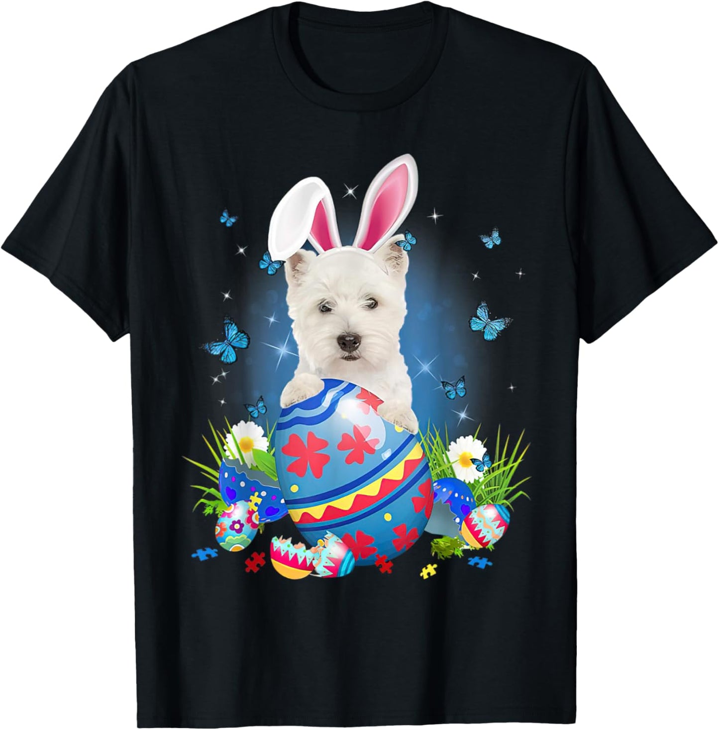 Easter Cute Westie Dog Lover Bunny Eggs Easter T-Shirt