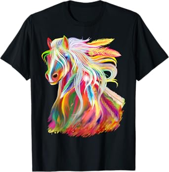 Love Horses Apparel For Girls Women Horse Head Watercolor Equestrian T-Shirt