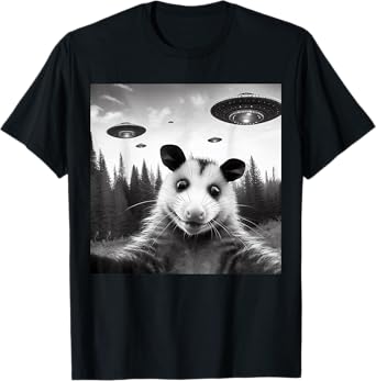 Opossum Selfie With Alien UFO Funny Gifts For Men Women Kid T-Shirt