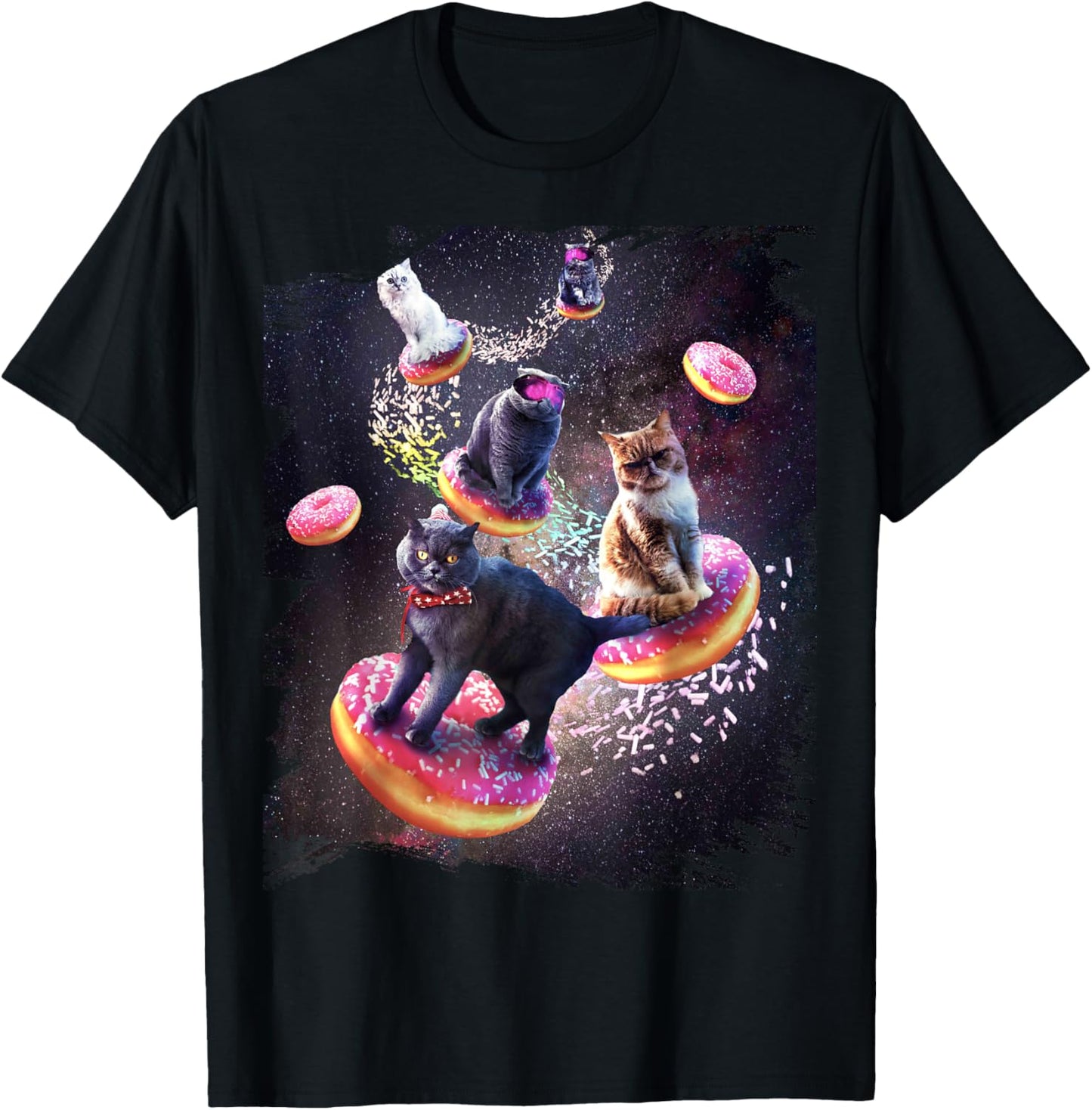 Galaxy Cat Donut - Space Cats Riding Doughnuts T-Shirt