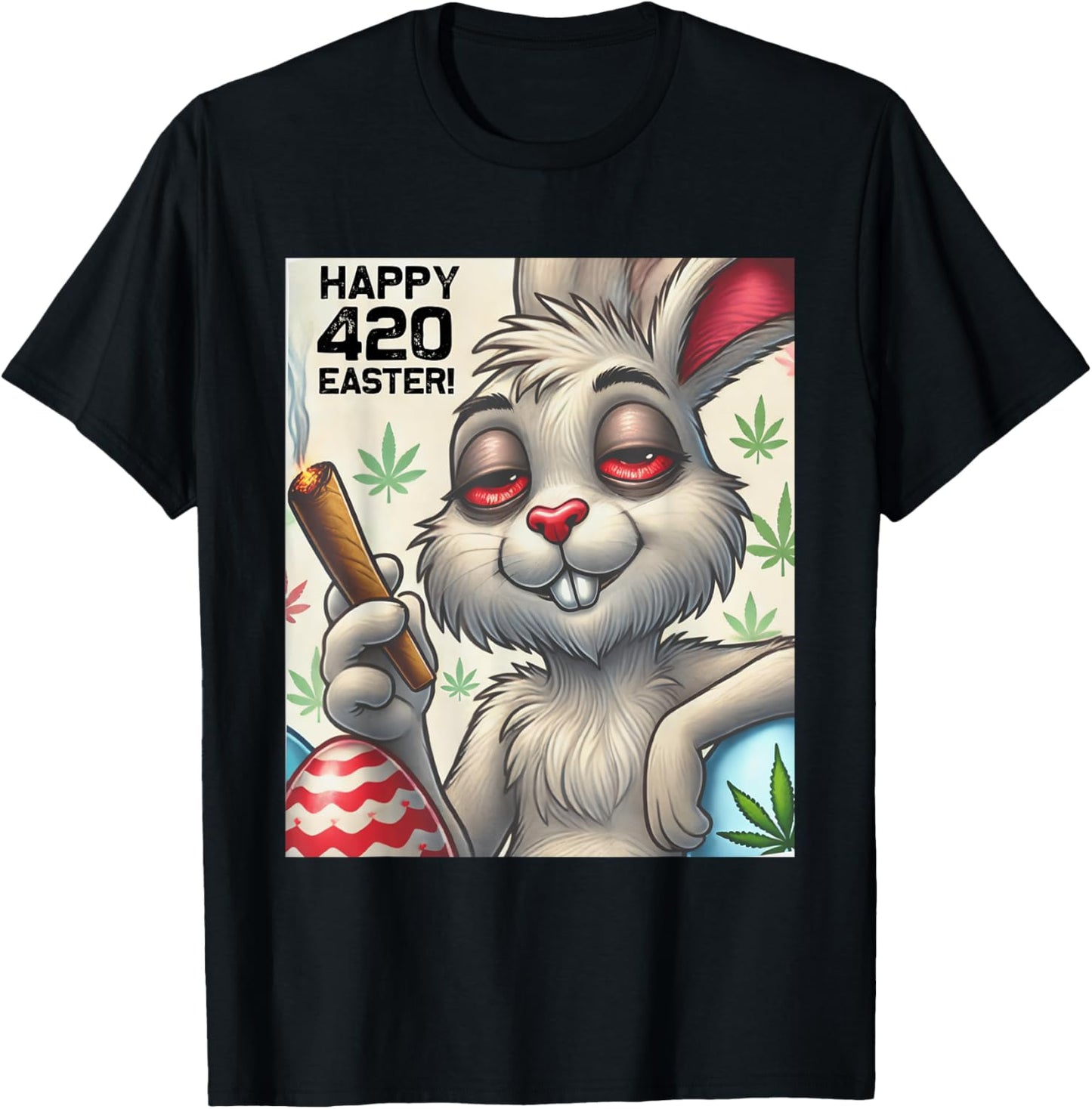420 Easter Bunny Funny Weed Smoking Rabbit Cannabis 4/20 T-Shirt