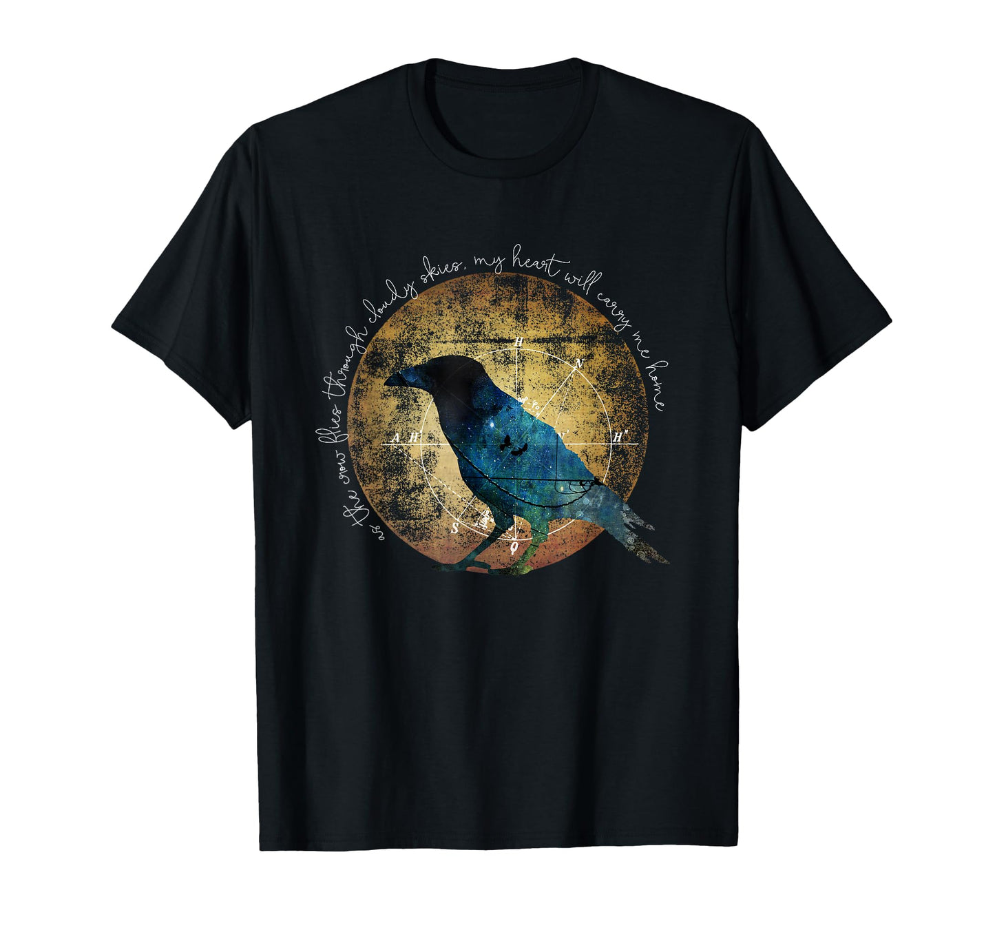 Crow Shirt - As the Crow Flies - Crow Raven Moon Art T-Shirt T-Shirt