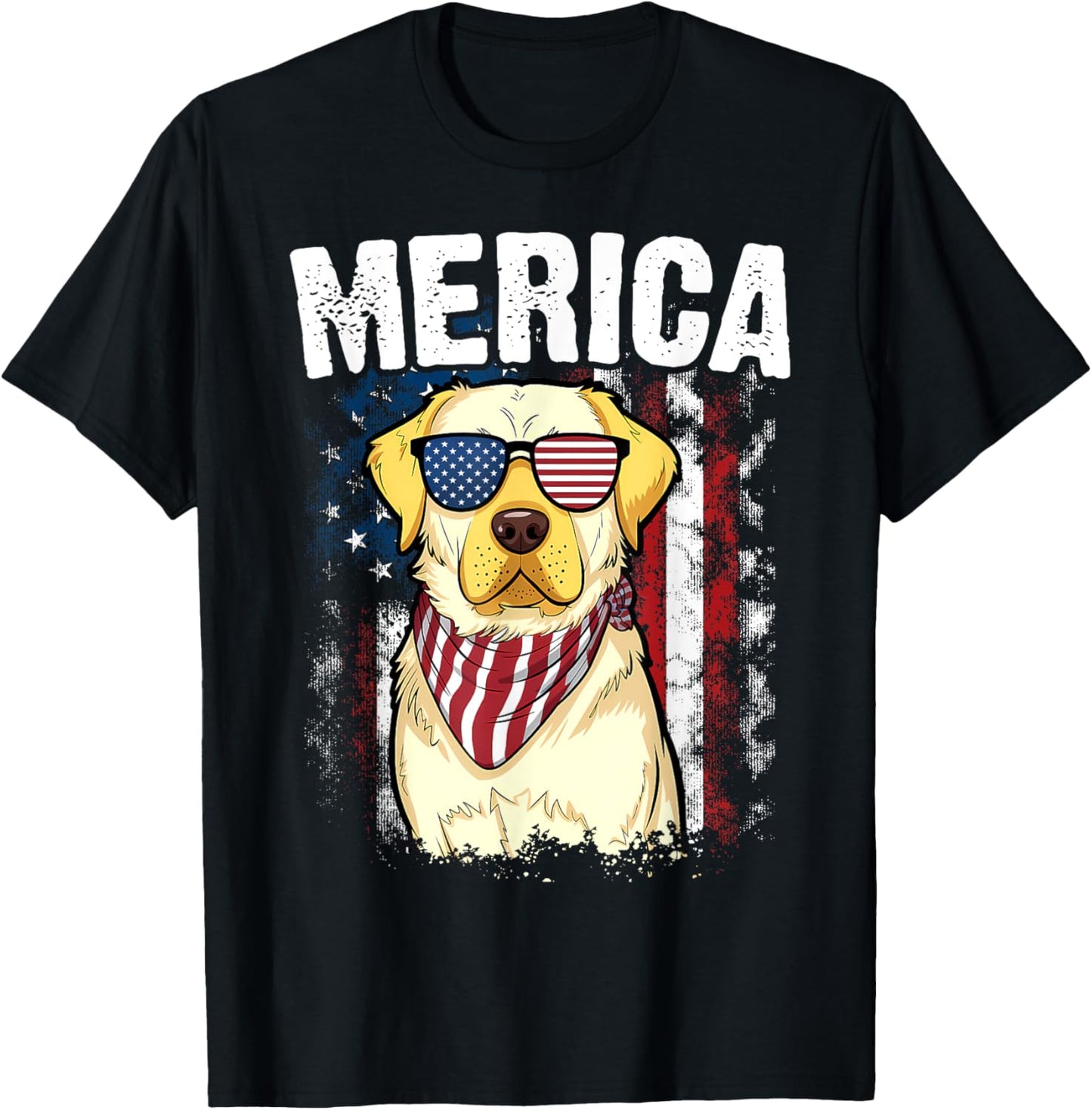 Yellow Labrador Retriever 4th of July Merica Usa Flag Lab T-shirt