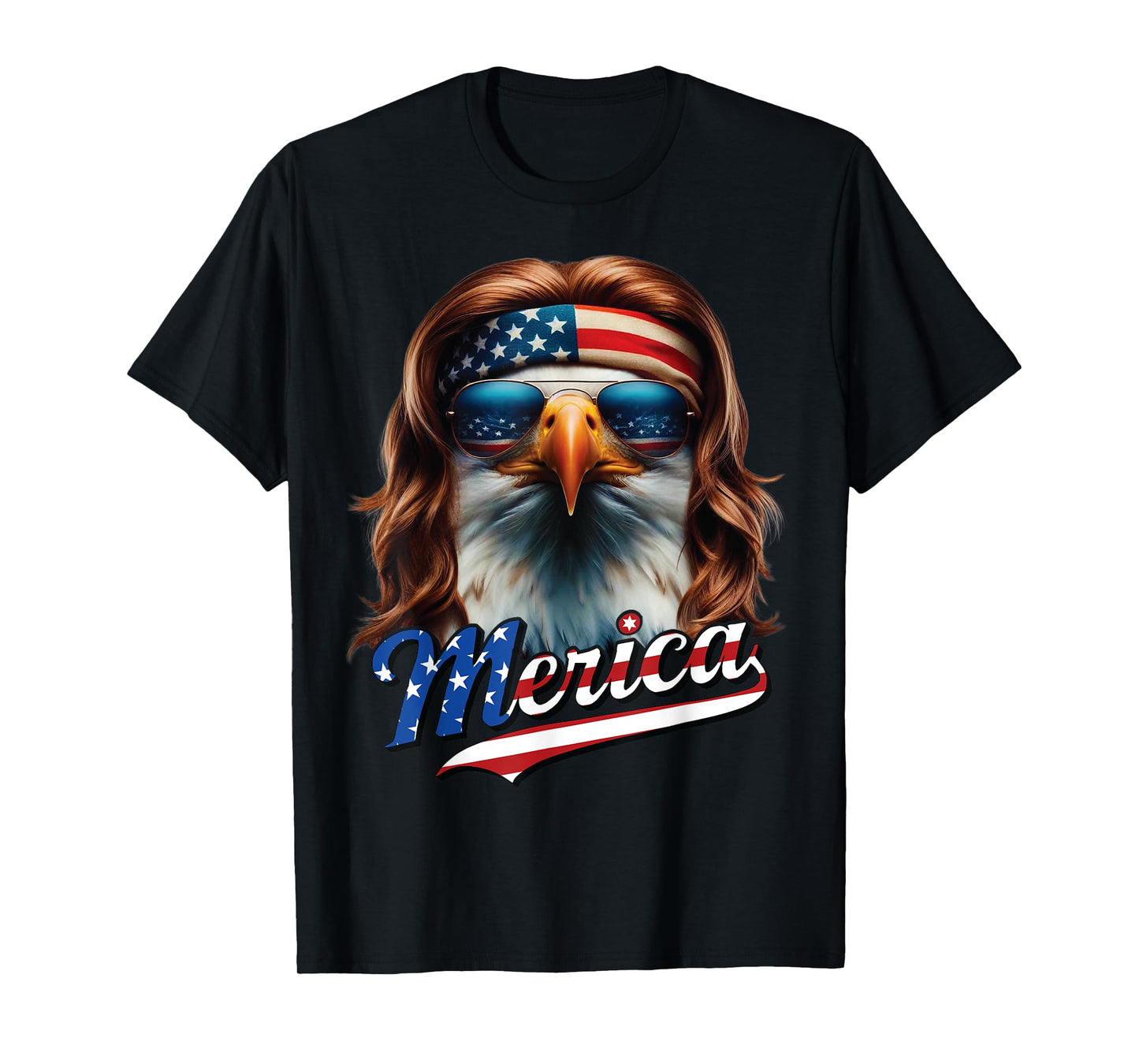 Bald Eagle Merica 4th July Eagle Mullet Funny Man Woman T-Shirt