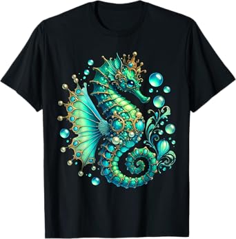 Seahorse Women Men Colorful Underwater Seahorse Reef Fish T-Shirt