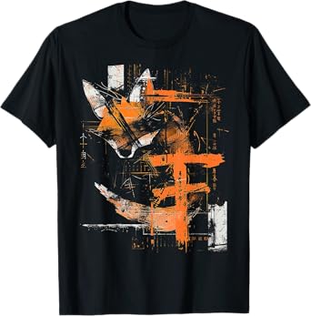 Fox Text Abstract Animal Geometric Art Graphic Fox T-Shirt