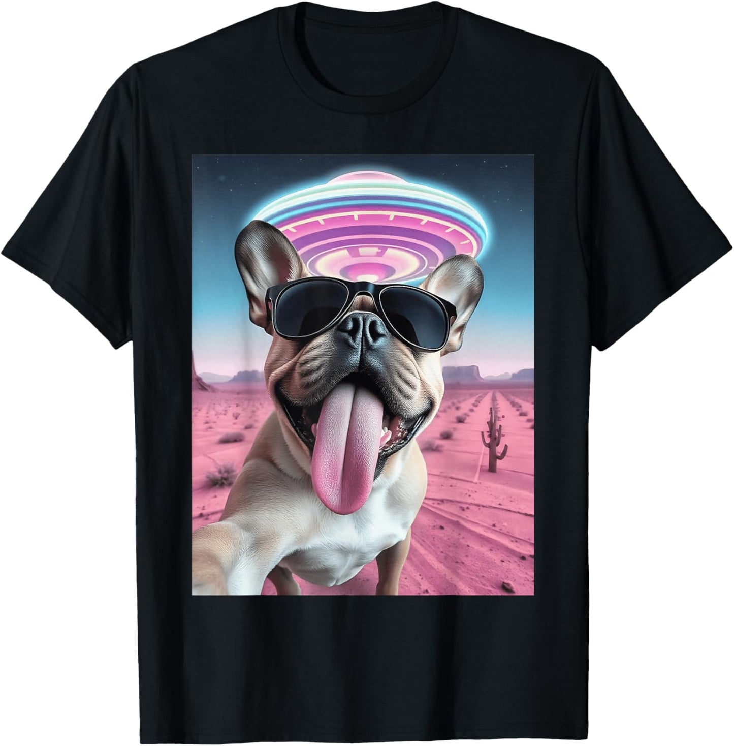 French Bulldog Ufo Selfie Retro French Bulldog Aliens T-shirt for Men Women