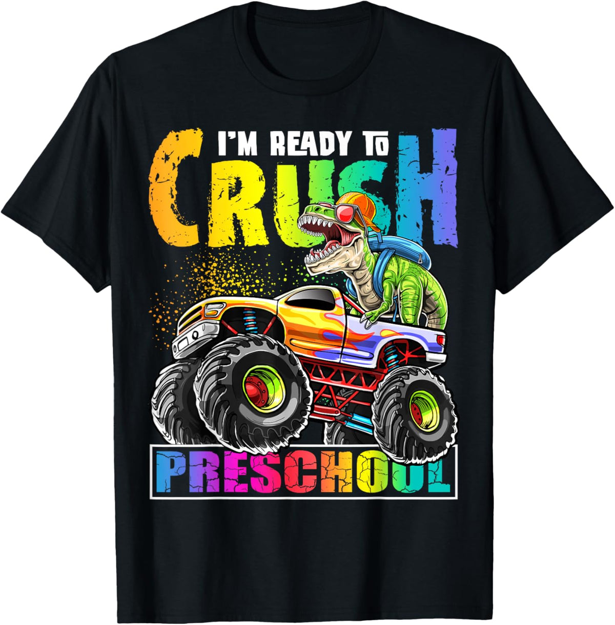 Crush Preschool Dinosaur Monster Truck Back to School Boys T-Shirt