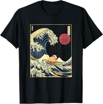 Guinea Pig Kanagawa Wave Funny Surf Animal T-Shirt