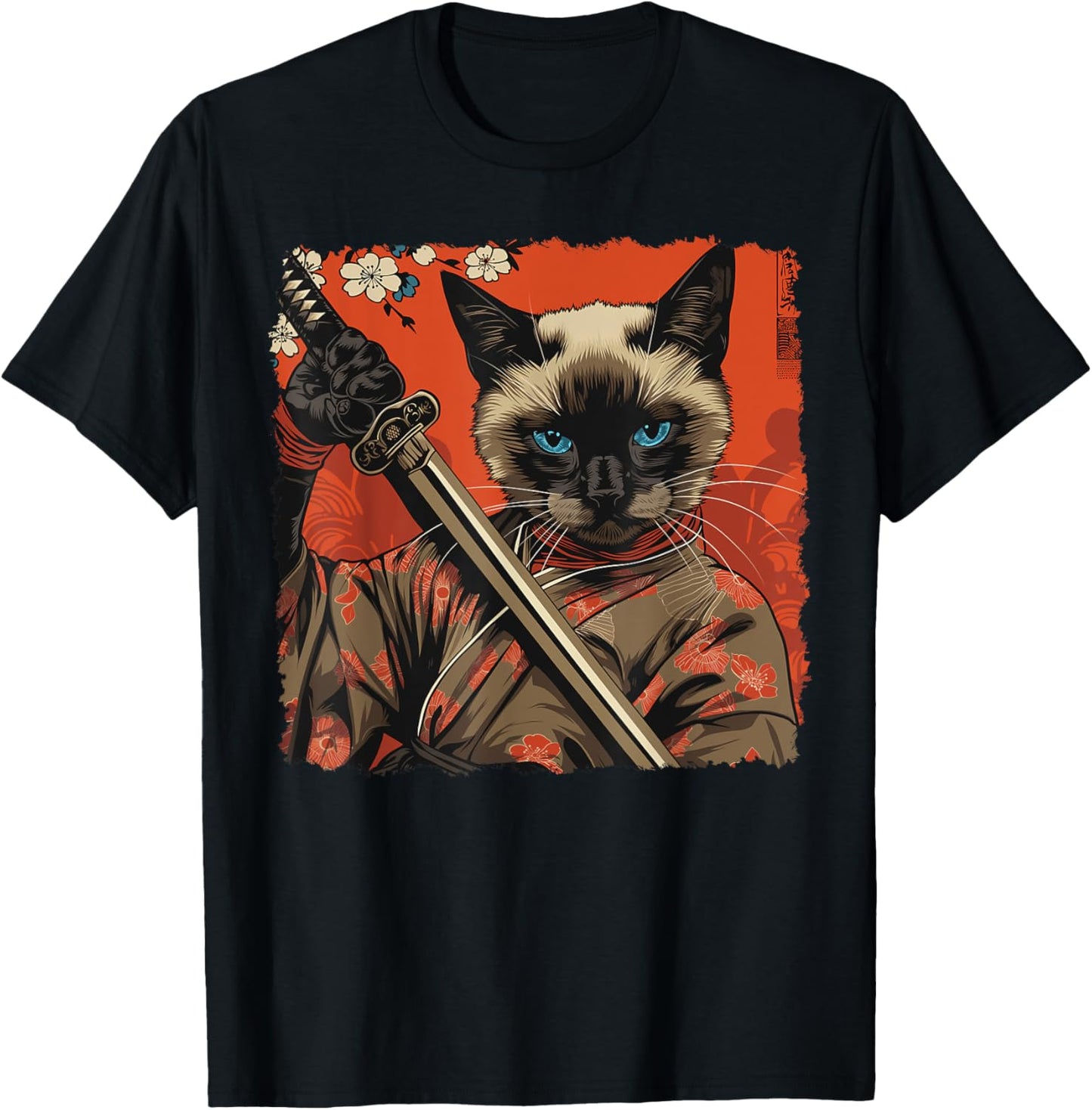 Siamese Cat Japanese Art Samurai Ukiyo-e Vintage T-Shirt