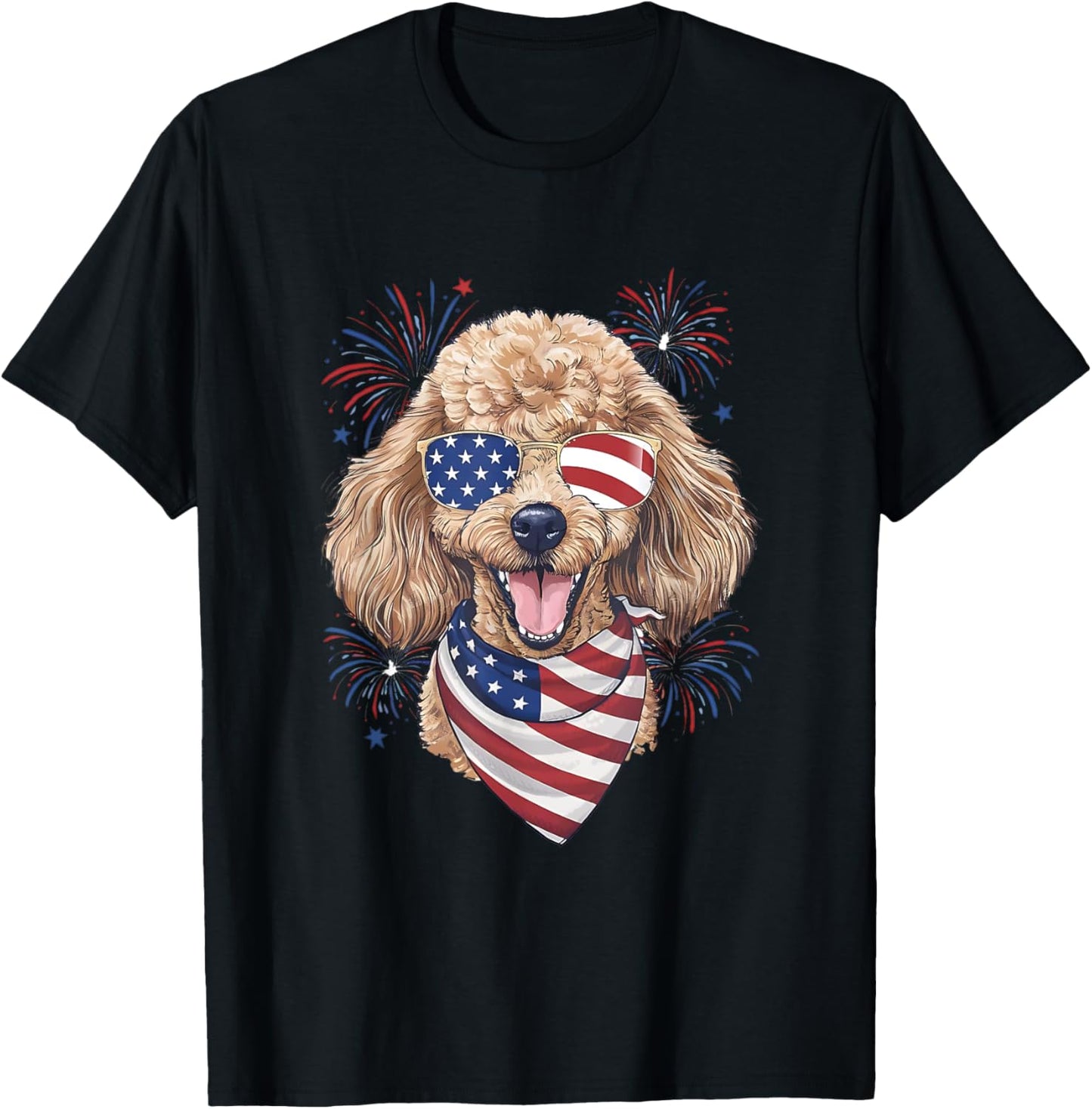 USA flag 4th Of July Patriotic American Cute Poodle T-Shirt