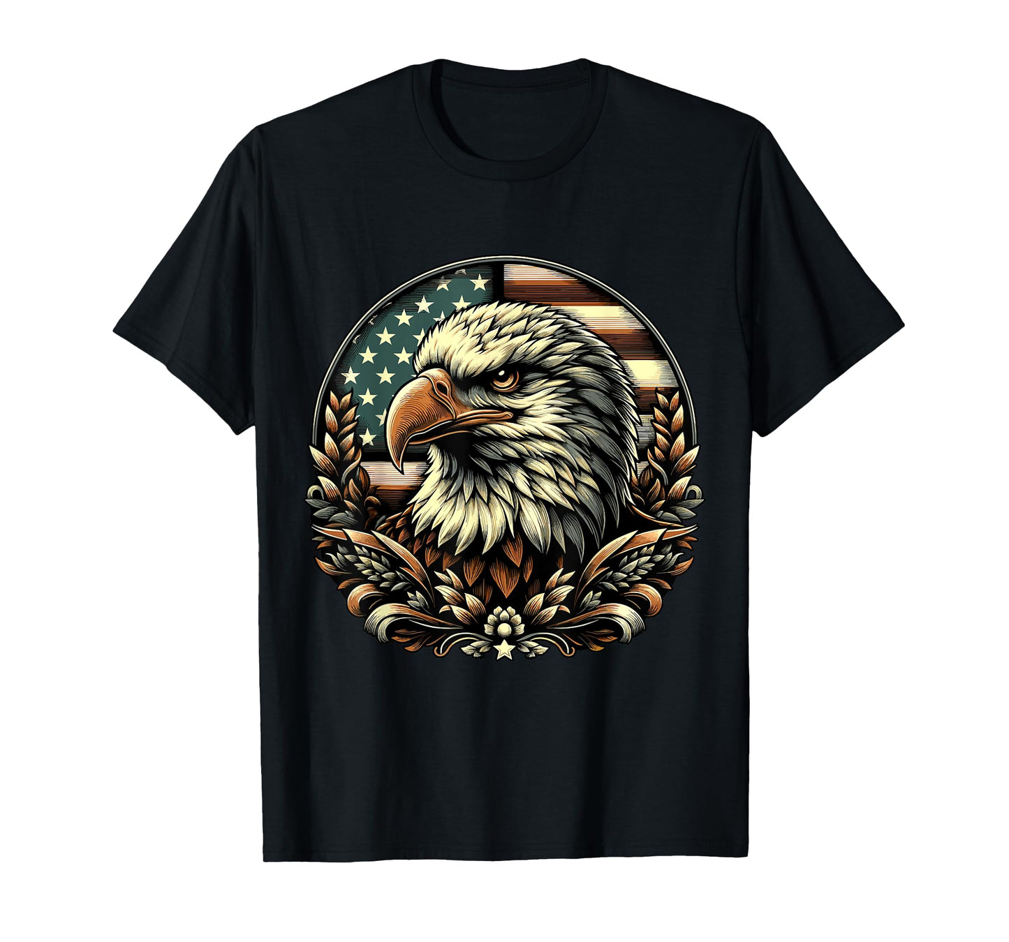Vintage American Bald Eagle 4th of July USA Flag T-Shirt