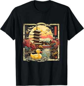 Rubber Duck Pagoda Temple Japanese Garden Rubber Duckie T-Shirt