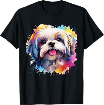 Shih-Tzu Portrait | Portrait Colour Artwork T-Shirt