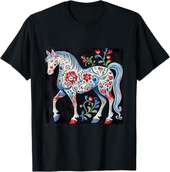 Traditional Norwegian Rosemaling Horse T-Shirt
