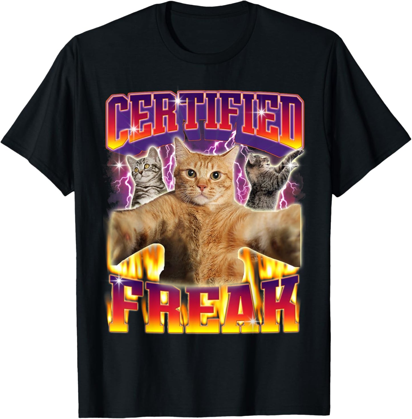 Certified Freak Funny Offensive inappropriate Cute Cat Meme T-Shirt