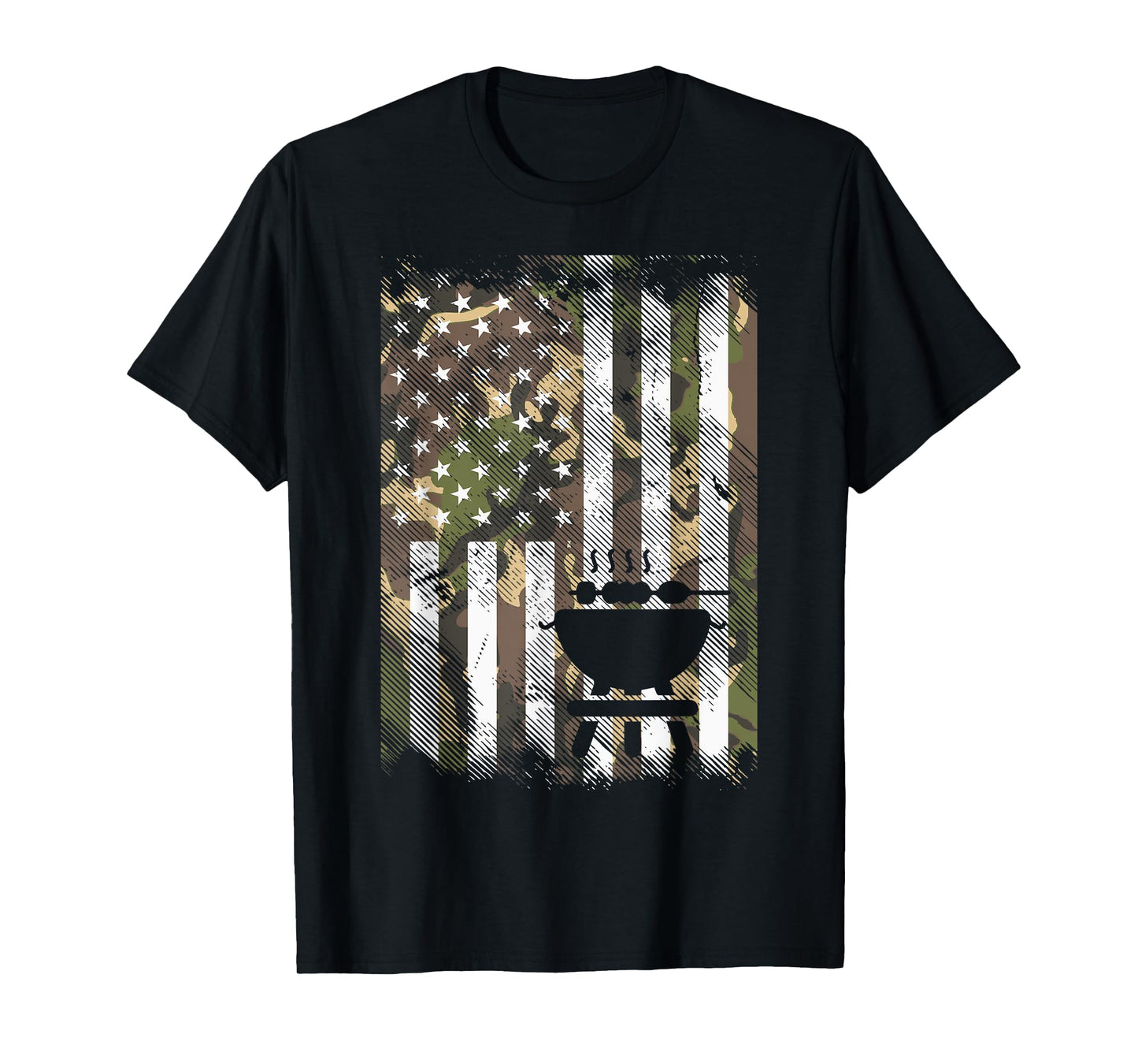 Bbq Grill America Flag Camo Barbecue 4th July Women Men Kids T-Shirt