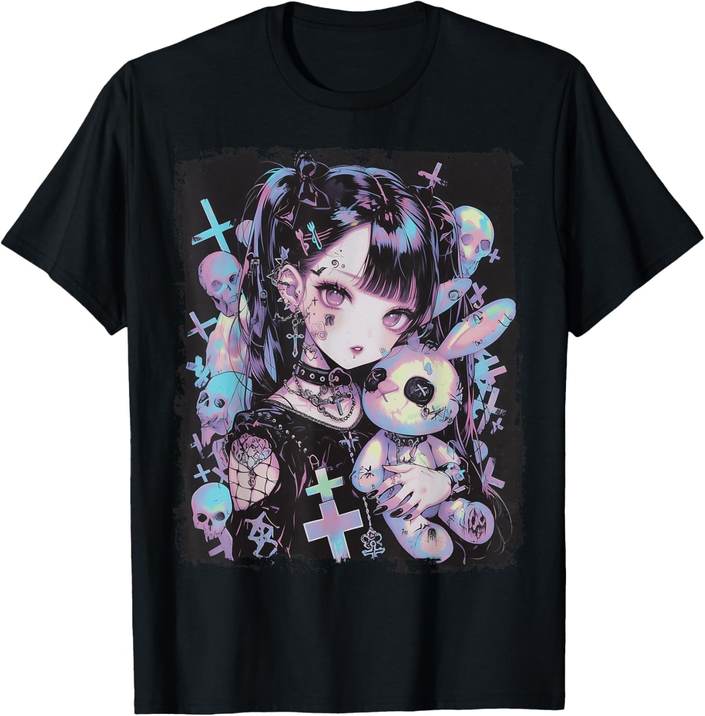 Anime Girl Goth Bunny Cute E-Girl Gothic Outfit Grunge T-Shirt
